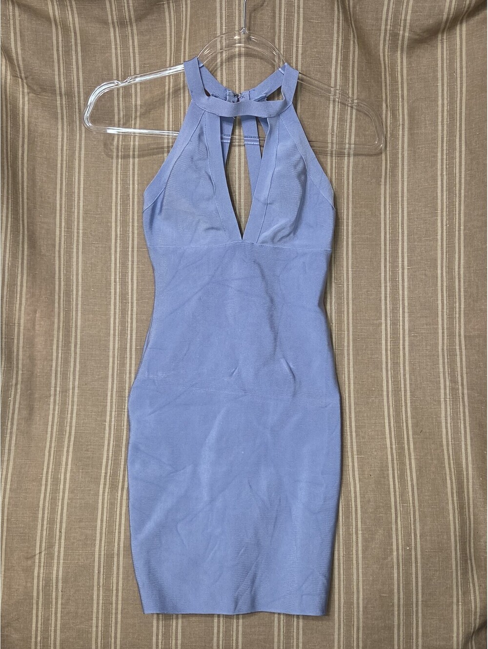 Bandage Halter Mini Dress Hot Miami Styles M Blue Stretchy Sexy